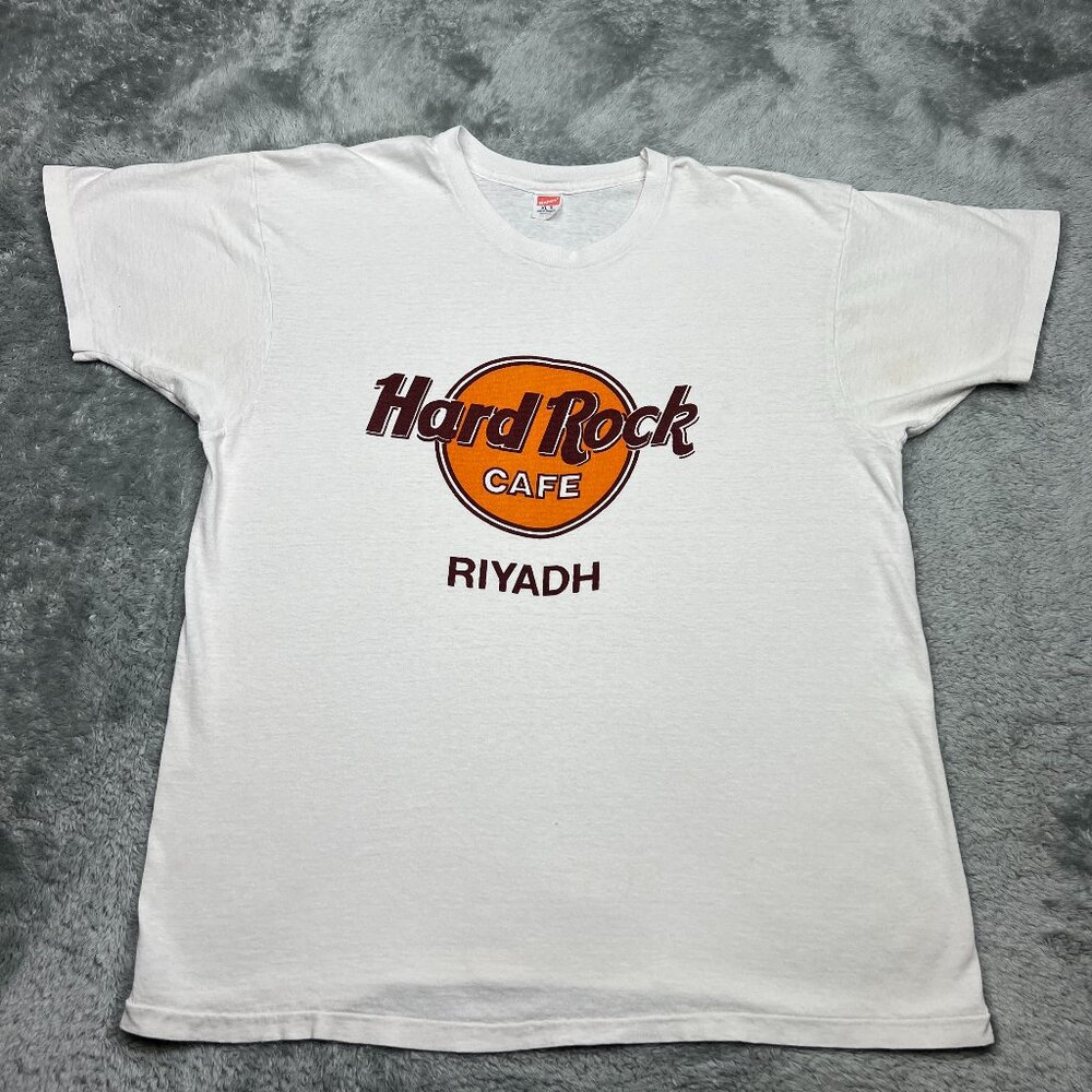 Vintage Hard Rock Cafe Shirt Mens Extra Large White Riyadh Saudi Arabia